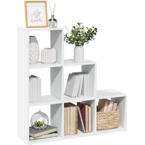 Librería biombo de 3 niveles, blanca, 99x29x99 cm, madera de ingeniería