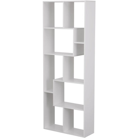 Librería blanca asimétrica 8 estantes JANE