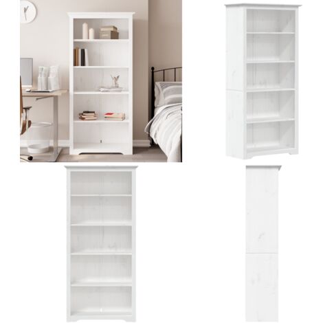 Libreria BODO 5 Ripiani 82x40x173 cm Legno Massello Pino Bianco - Libreria con 5 ripiani - Libreria francese