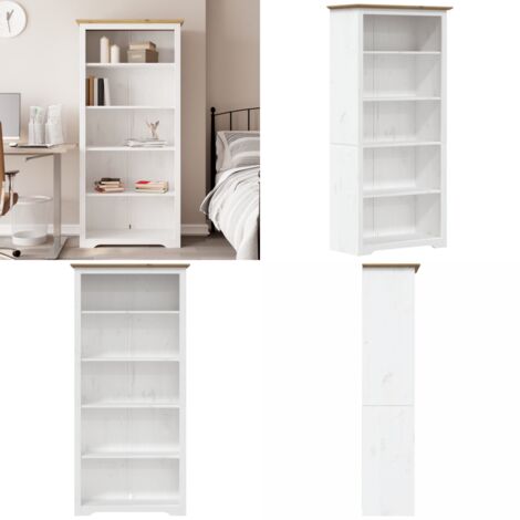 Libreria BODO 5 Ripiani 82x40x173cm Legno Massello Pino Marrone - Libreria con 5 ripiani - Libreria francese