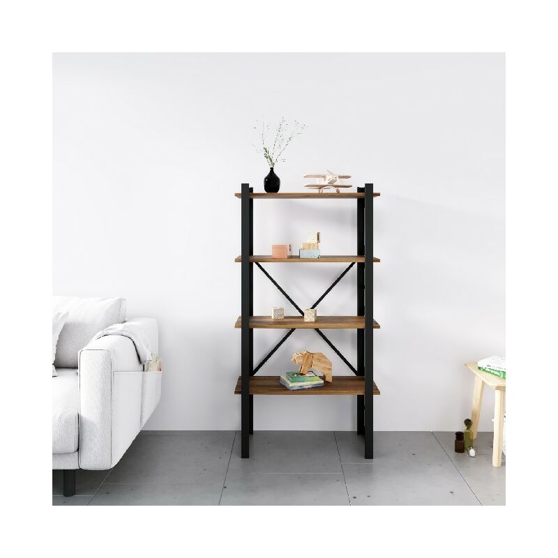 

Libreria Bubble - Estante - de pared, oficina, sala de estar - Negro en Metal, Madera, 70 x 35 x 150 cm