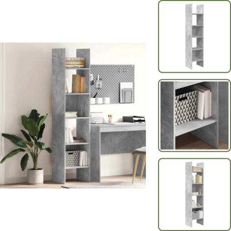 Libreria casa - vidaXL Libreria Grigio Cemento 40x35x180 cm in Legno Multistrato - Libreria con scomparti