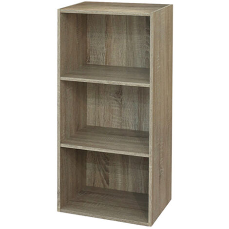 Libreria colorata componibile  3 ripiani in legno rovere per ufficio o cameretta