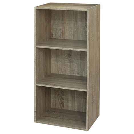 Libreria colorata componibile  3 ripiani in legno rovere per ufficio o cameretta