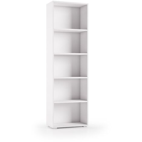 Librería compacta con cinco estantes ajustables blanco