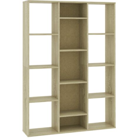 Librería con 13 compartimentos 100 x 24 x 140 cm en madera contrachapada color roble DEC031214
