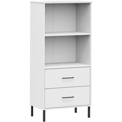 Librería con 2 cajones OSLO madera maciza blanco 60x35x128,5 cm vidaXL