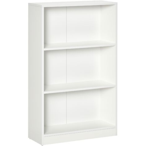 Libreria con 3 scomparti per libri, CD e piante da interno, ideale per soggiorno, studio e camera da letto. Dimensioni: 62,2x24x102,4 cm. Colore: bianco.
