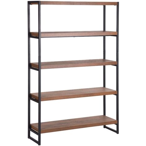 Libreria con 4 mensole color legno scuro e nero Tifton