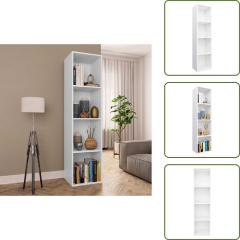 Libreria con 4 scomparti - vidaXL Libreria / Mobile TV Bianco 36x30x143 cm in Legno Multistrato - Libreria decorativa