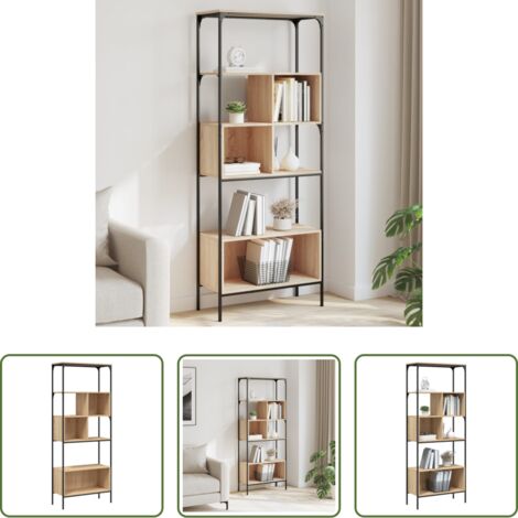 Libreria con 5 ripiani -  Libreria 5Ripiani Rovere Sonoma 76x33x188,5cm Legno Multistrato