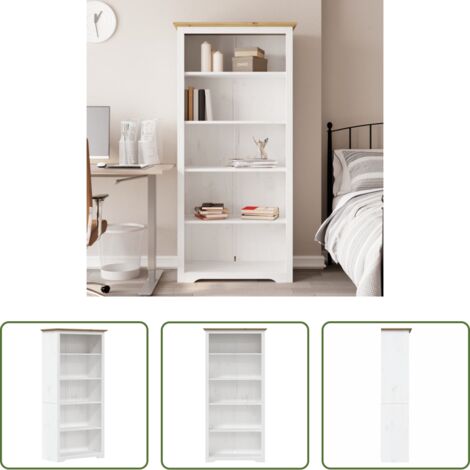 Libreria con 5 ripiani -  Libreria BODO 5 Ripiani 82x40x173cm Legno Massello Pino Marrone