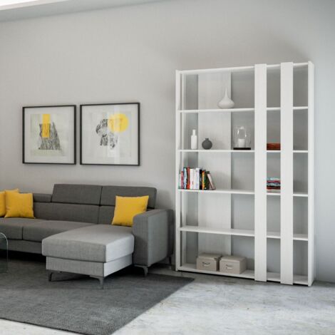 Libreria con 6 ripiani in legno Bianco Frassino 120x204h cm - KATO B SMALL