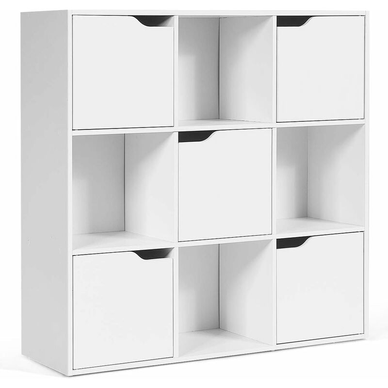 

Librería con 9 Compartimentos Estantería Librería con Estante para Archivos Libro Plantas Almacenamiento para Hogar Oficina Salón (Blanco)