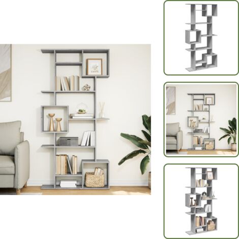 Libreria con 9 vani - vidaXL Libreria Grigio Sonoma 92x29x188 cm in Legno Multistrato - Libreria decorativa