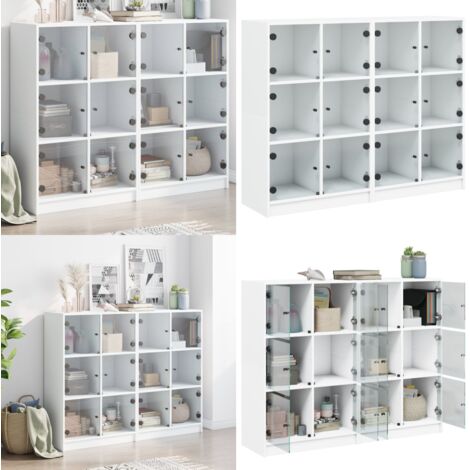 Libreria con Ante Bianca 136x37x109 cm in Legno Multistrato - Libreria con ante - Libreria moderna