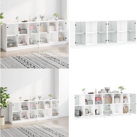 Libreria con Ante Bianca 204x37x75 cm in Legno Multistrato - Libreria con ante - Libreria moderna