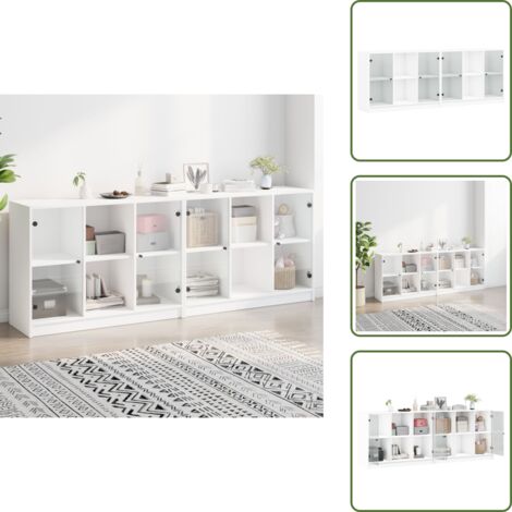 Libreria con ante in vetro - vidaXL Libreria con Ante Bianca 204x37x75 cm in Legno Multistrato - Libreria con scomparti