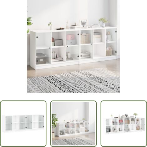 Libreria con ante -  Libreria con Ante Bianca 204x37x75 cm in Legno Multistrato