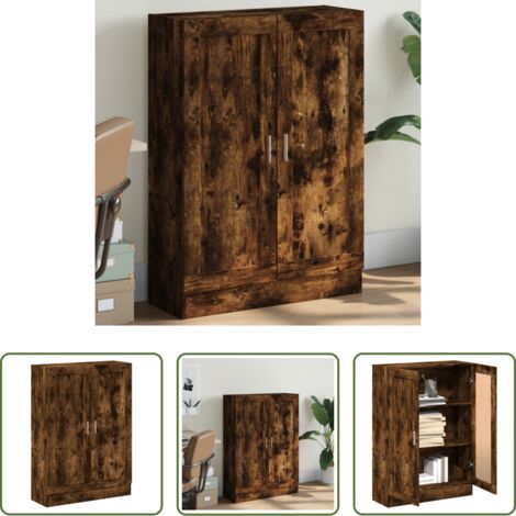 Libreria con ante -  Libreria Rovere Fumo 82,5x30,5x115 cm in Legno Multistrato