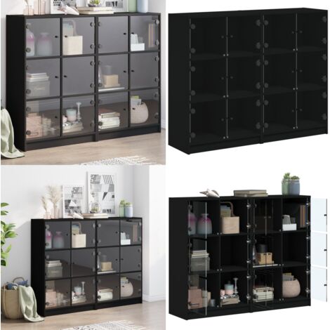 Libreria con Ante Nera 136x37x109 cm in Legno Multistrato - Libreria con ante nera - Libreria moderna