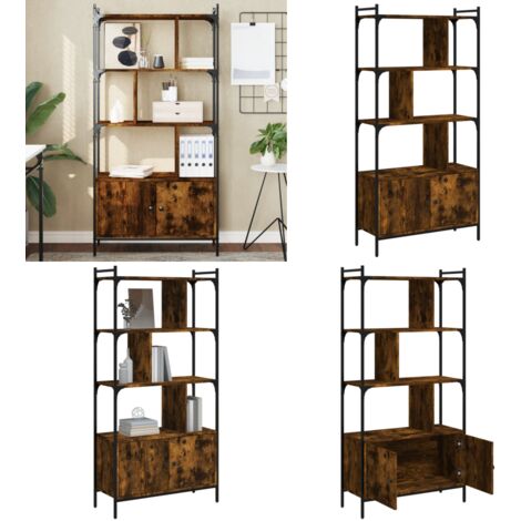Libreria con Ante Rovere Fumo 76,5x30x154,5cm Legno Multistrato - Libreria con ante - Libreria con mensole