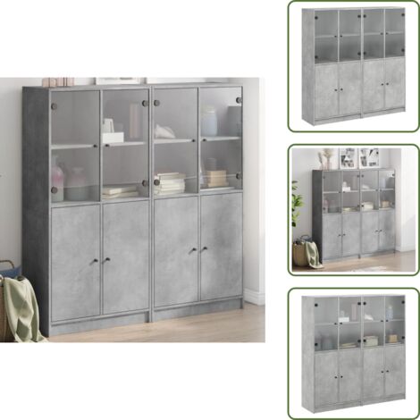 Libreria con ante - vidaXL Libreria Ante Grigio Cemento 136x37x142 cm in Legno Multistrato - Libreria con scomparti