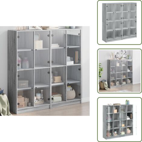Libreria con ante - vidaXL Libreria Ante Grigio Sonoma 136x37x142 cm in Legno Multistrato - Libreria con scomparti