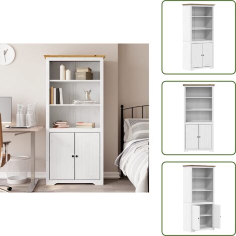 Libreria con ante - vidaXL Libreria BODO 82x40x173 cm Legno Massello Pino Bianco e Marrone - Libreria con ripiani