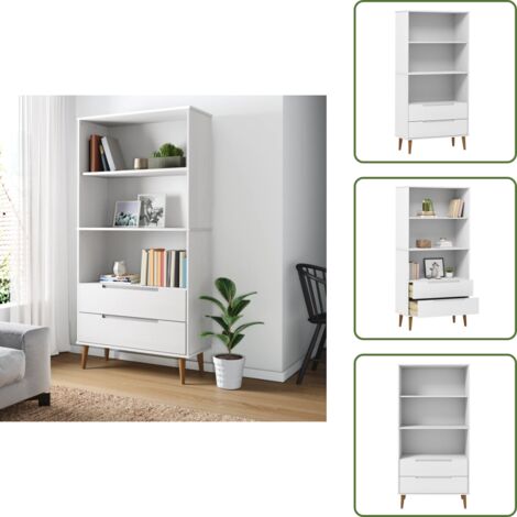 Libreria con cassetti - vidaXL Libreria MOLDE Bianca 85x35x170,5 cm in Legno Massello di Pino - Libreria con scomparti