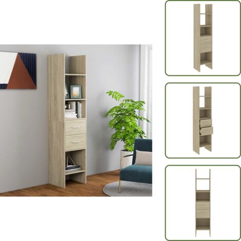 Libreria con cassetti - vidaXL Libreria Rovere Sonoma 40x35x180 cm in Legno Multistrato - Libreria con scomparti