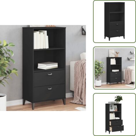 Libreria con cassetti - vidaXL Libreria VIKEN Nera 60x35x123 cm in Legno Multistrato - Libreria con vani