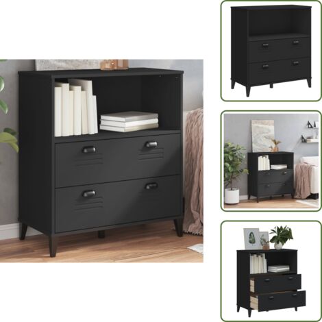 Libreria con cassetti - vidaXL Libreria VIKEN Nera 80x40x80 cm in Legno Multistrato - Libreria con maniglie