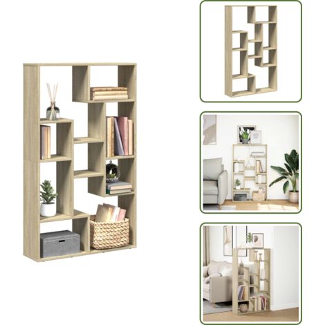 Libreria con design geometrico - vidaXL Libreria Rovere Sonoma 72x20x120,5 cm in Truciolato - Libreria per soggiorno