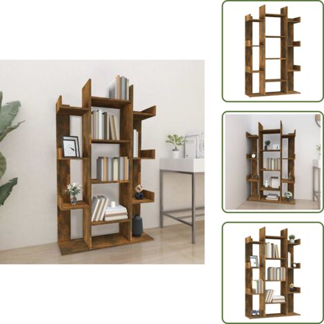 Libreria con design semplice - vidaXL Libreria Rovere Fumo 86x25,5x140 cm in Legno Multistrato - Libreria per libri
