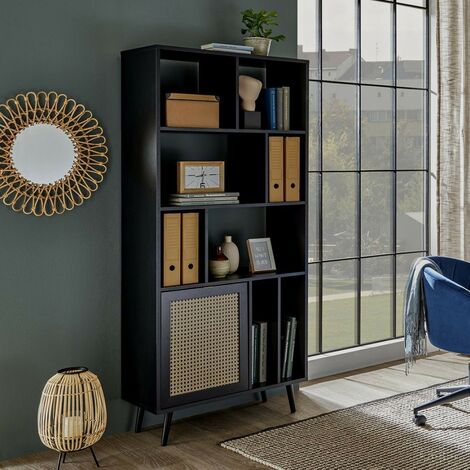Libreria con frontali effetto vimini Vienna20A colore nero