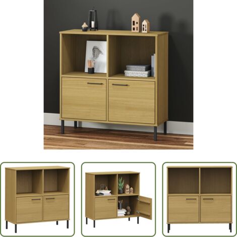 Libreria con gambe metalliche -  Libreria con Gambe Metallo Marrone 90x35x90,5 cm Massello OSLO