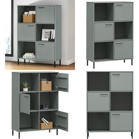 Libreria con Gambe Metallo Grigio 90x35x128,5 cm Massello OSLO - Libreria con gambe metalliche - Libreria rustica