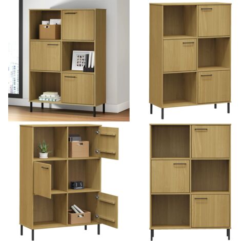 Libreria con Gambe Metallo Marrone 90x35x128,5 cm Massello OSLO - Libreria con gambe metalliche - Libreria marrone
