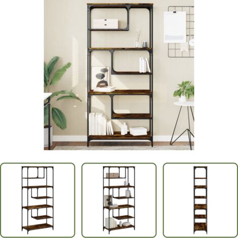 Libreria con mensole -  Libreria Rovere Fumo 81x36x176 cm in Legno Multistrato