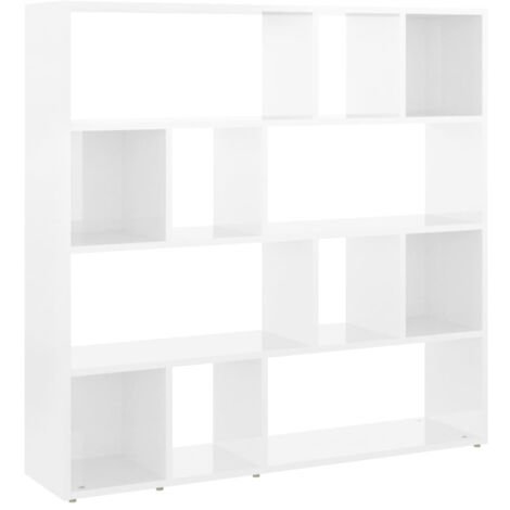 Librería con mucho espacio de almacenamiento 105 x 24 x 102 cm madera contrachapada blanco brillante DEC030701