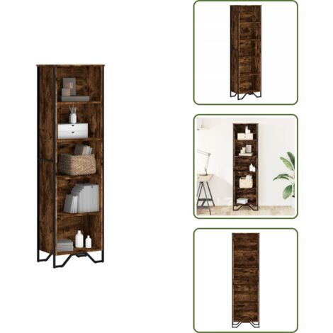 Libreria con piedini in metallo - vidaXL Libreria Rovere Fumo 50x31x169 cm in Legno Multistrato - Libreria con piano decorativo