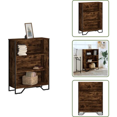 Libreria con piedini in metallo - vidaXL Libreria Rovere Fumo 80x31x106 cm in Legno Multistrato - Libreria con piano decorativo
