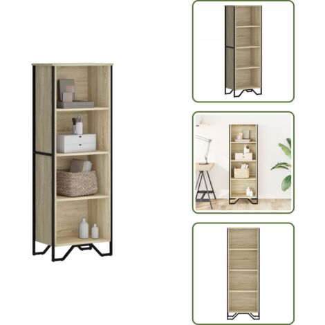 Libreria con piedini in metallo - vidaXL Libreria Rovere Sonoma 50x31x137,5 cm in Truciolato - Libreria per libri
