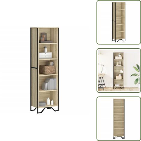 Libreria con piedini in metallo - vidaXL Libreria Rovere Sonoma 50x31x169 cm in Legno Multistrato - Libreria con piano decorativo