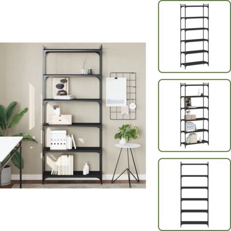 Libreria con piedini regolabili - vidaXL Libreria a 6 Ripiani Nera 80x30x188 cm in Legno Multistrato - Libreria in metallo