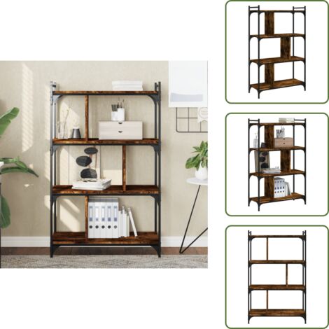 Libreria con piedini regolabili - vidaXL Libreria Rovere Fumo 4 Ripiani 76x32x123 cm Legno Multistrato - Libreria per libri
