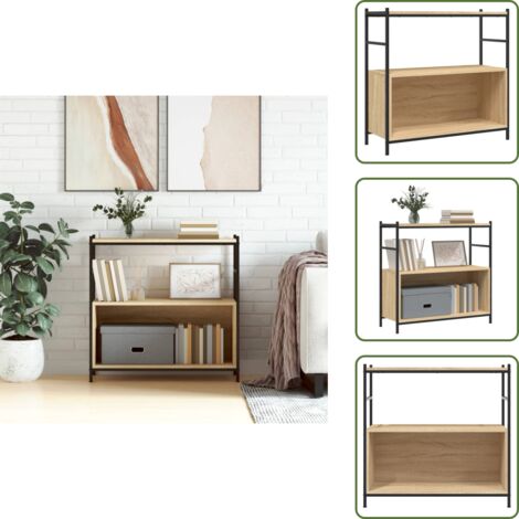 Libreria con piedini regolabili - vidaXL Libreria Rovere Sonoma 80x30x78,5 cm Legno Multistrato e Ferro - Libreria con struttura in ferro