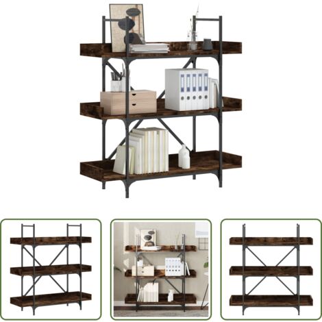 Libreria con ripiani -  Libreria 3 Ripiani Rovere Fumo 100x33x108,5cm Legno Multistrato