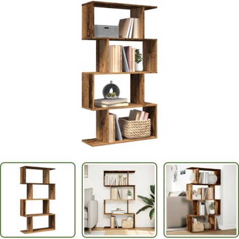 Libreria con ripiani -  Libreria 4 Ripiani Legno Vecchio 70x24x129 cm in Truciolato